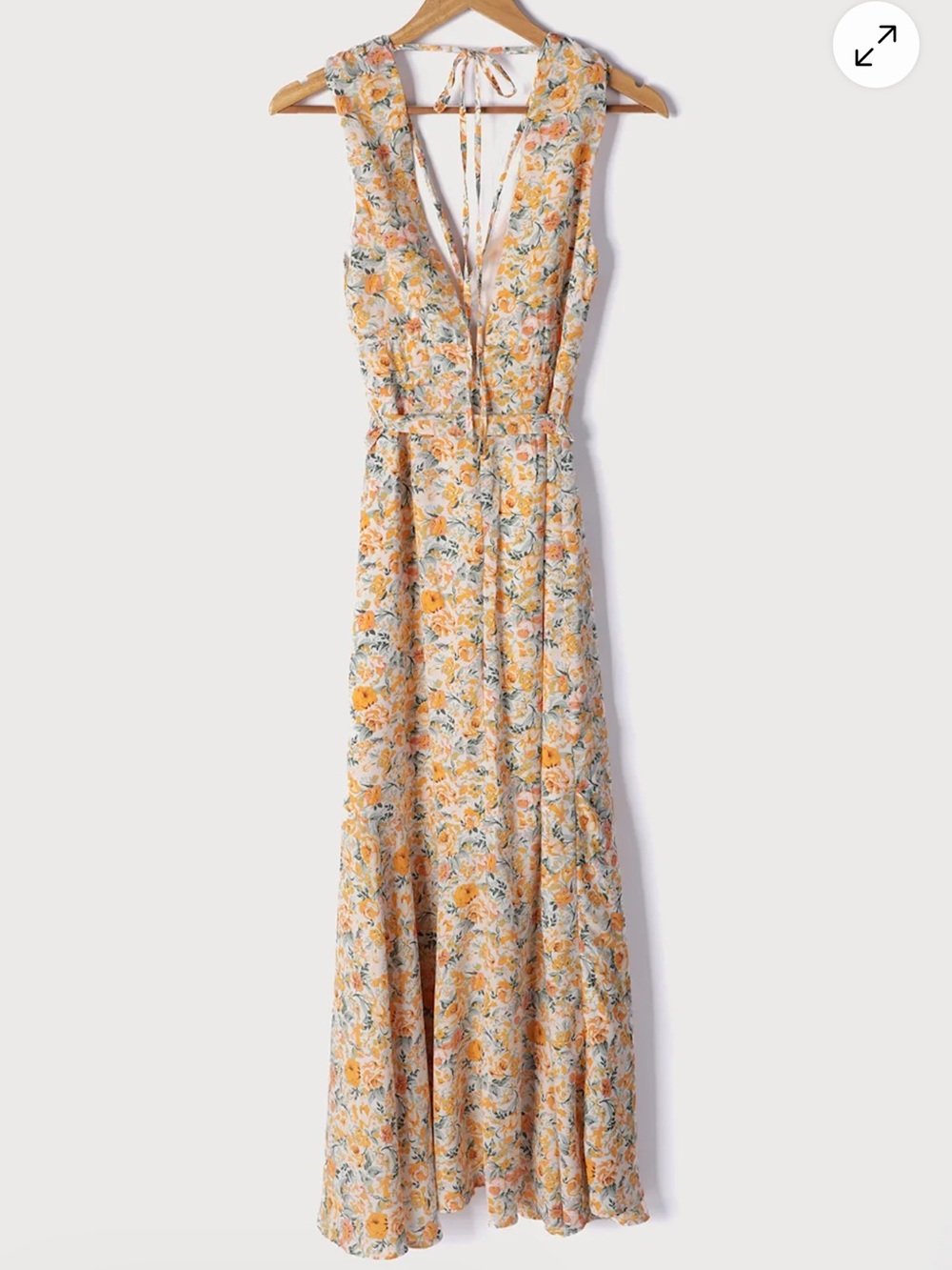 Lulus Watching the Blooms Yellow Floral Print High-Low Midi Dress